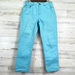 Lauren Jeans Co Ralph Lauren Womens Sz 8 Turquoise Blue Straight Leg Denim Pants